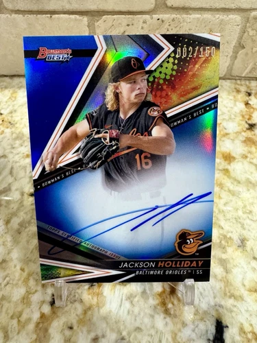 🔥JACKSON HOLLIDAY 2022 Bowman's Best BLUE REFRACTOR Auto /150 PSA 10 #B22-JH⚾️
