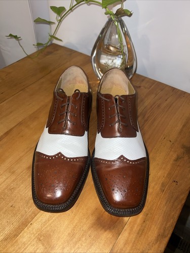 Giorgio Brutini elegante Schuhe Flügelspitze Leder braun weiß Oxford Herren Gr. 10,5 D