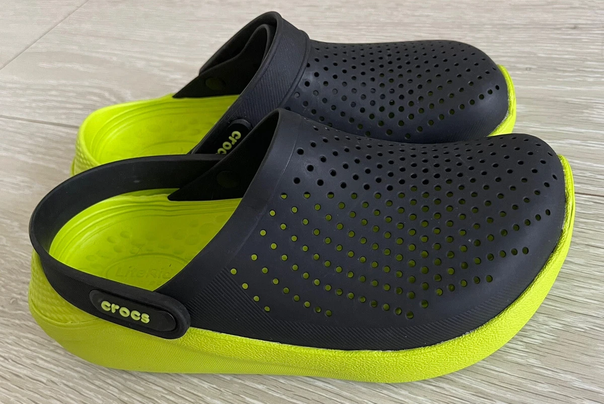 NWT CROCS LiteRide Clog Slip On Shoes Unisex Sandals Color Black Lime Sz m4 w6