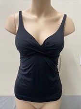 NWT Anne Cole Signature Size 34 B/C Black Twist Tankini Swim Top FS Bnfts Chrty