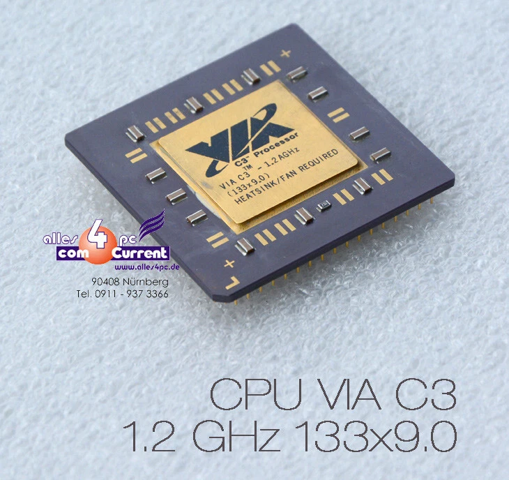 CPU Processore VIA C3 1200 MHZ 1,2 GHZ 9x133MHZ Goldplatte Presa 370 Nehemia V51 - Immagine 2 di 3