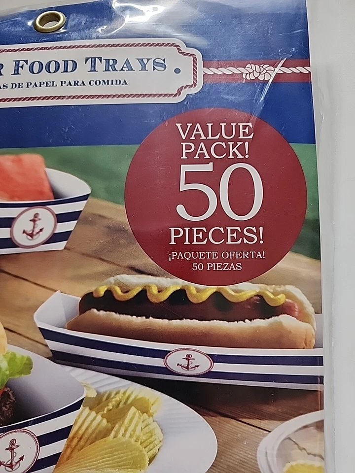 Bandejas de comida de papel ancla temática náutica 50 piezas 2 tamaños diferentes Foto 2 de 4
