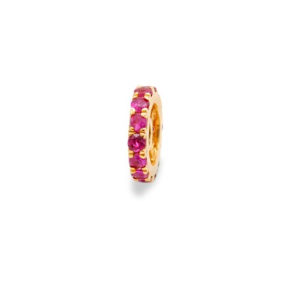 6MM 14k Solid Gold Micro Pave Ruby Handmade Wheel Spacer Bead Finding KCDB1003R