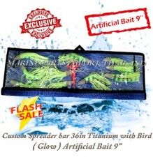 Custom Lures Spreader bar 36in Titanium with Bird (Glow) Artificial Bait 9’’