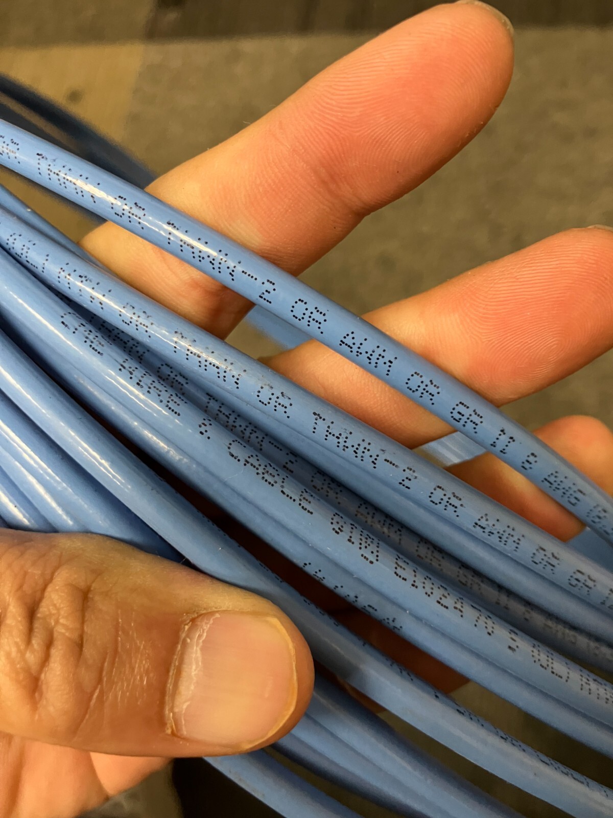 46 feet of #8 AWG THHN stranded copper wire Color Blue for the price of ...