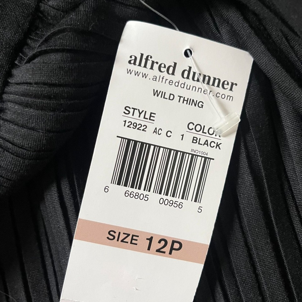 Alfred Dunner Skirt Black Crinkle Pleated Midi Skirt Size 12 P NWT eBay