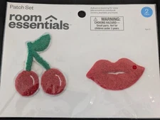 NEW  Room Essentials 2 Piece Adhesive Back Patch Set LIPS and CHERRIES