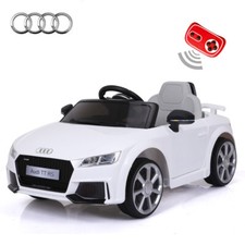 KIDS RIDE ON AUDI TT RS LICENSED CAR REMOTE CONTROL TWIN MOTOR 12V BATTERY WHITE
