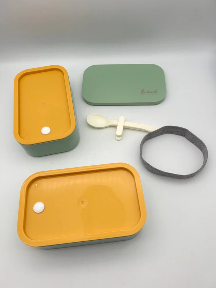 Bento Box Hi-Lunch Leak Proof Stackable Containers in Aqua Green for Adults