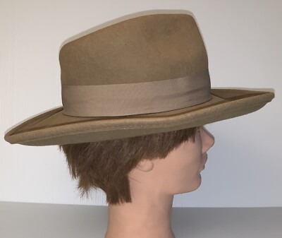 Tan BROOKLYN HAT COMPANY ~ Strasbourg Wide BrimWool Hat 