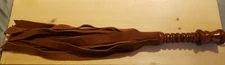 Large Hand crafted Suede leather flogger wooden handle 