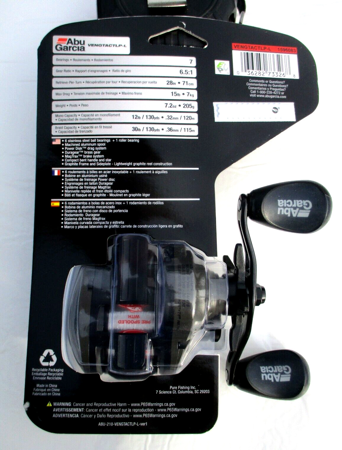 NEW* Abu Garcia VENGTACTLP-L Left Hand Casting Reel w/ 7BB 6.5:1 Bass Fishing