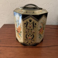 Edward Sharp & Sons Ltd. Octagonal Floral Scroll Biscuit Tin