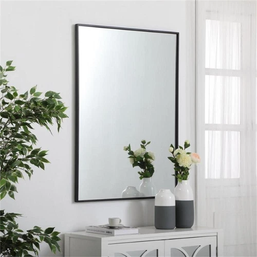 Elegant Decor Eternity 40" x 30" Contemporary Metal Frame Mirror in Black - Picture 7 of 12