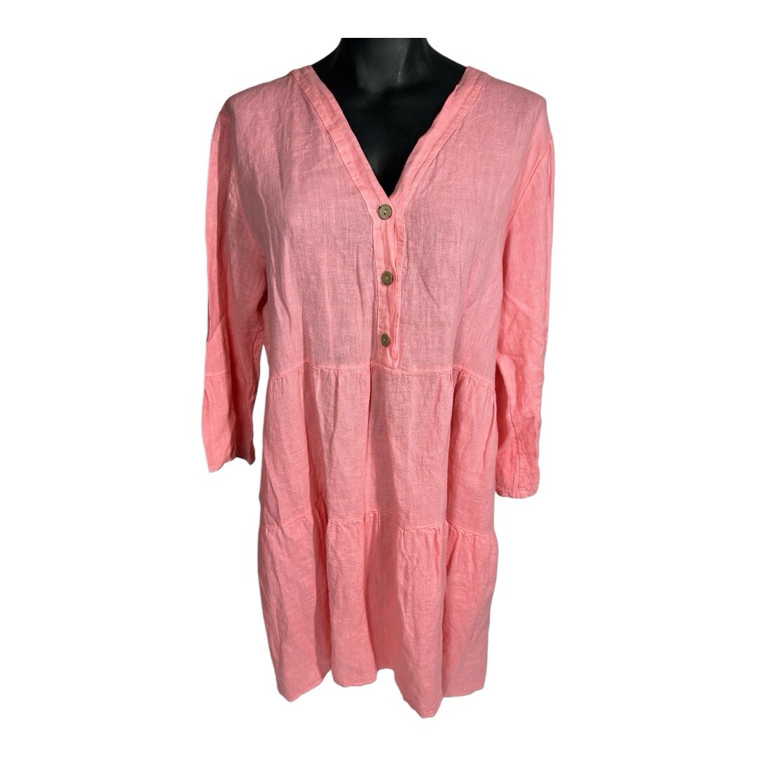 knee length dresses for ladies Jasmine Linen Puff Sleeve Babydoll Dress • American Threads Boutique White / Xs main image 1