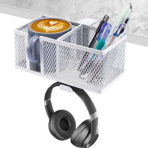 Compactly Metal Cup Bottle Organizers Headsets Hanger Attaches to Table Edges - Photo 9 sur 10