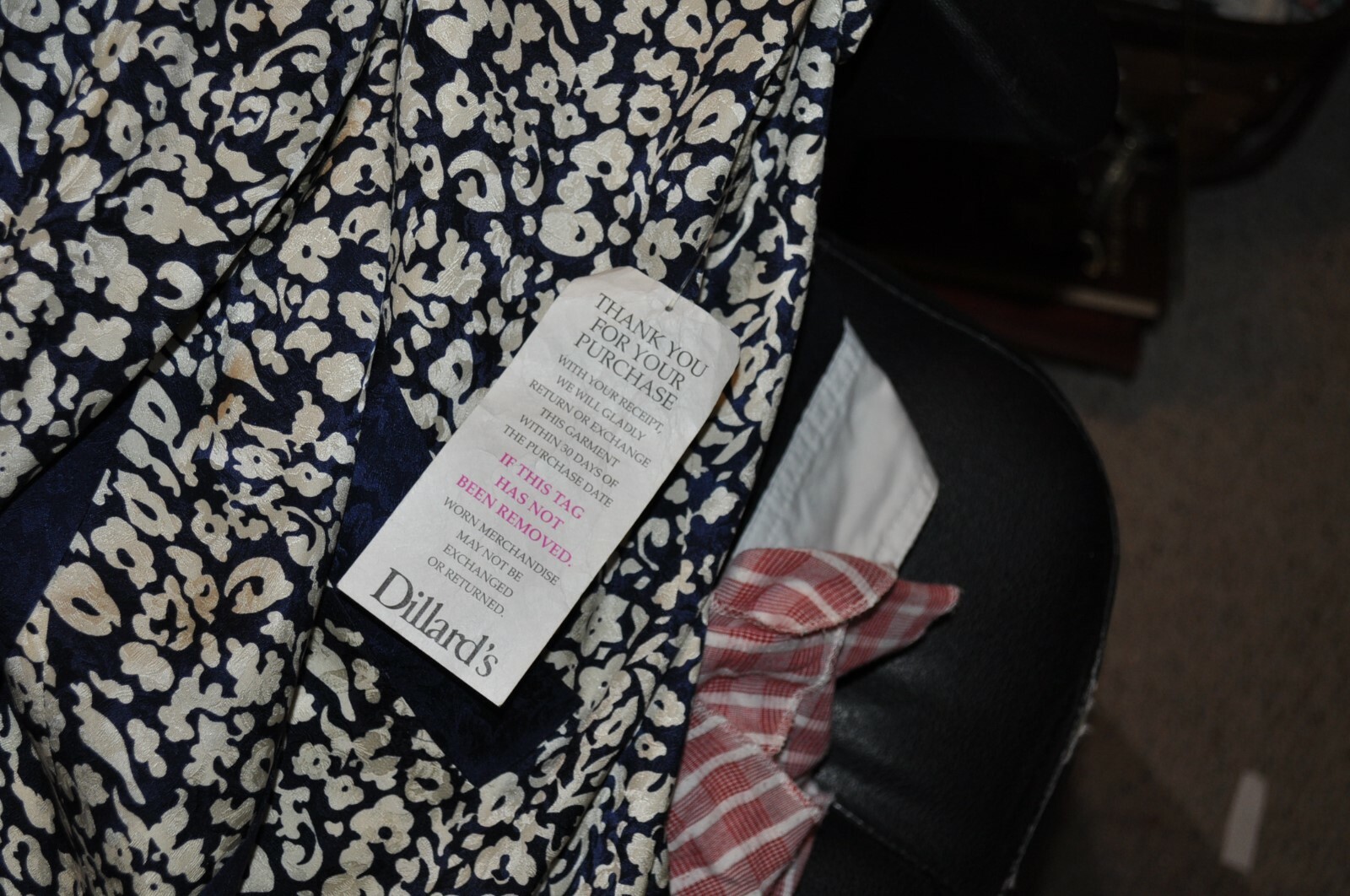 VINTAGE FEMME DILLARDS 100 SILK WOMENS 8 BLUE WHITE Shirt Dress W