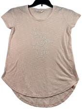 Lauren Conrad Shirt Womens size Small Pink Love You A Latte Short Sleeve