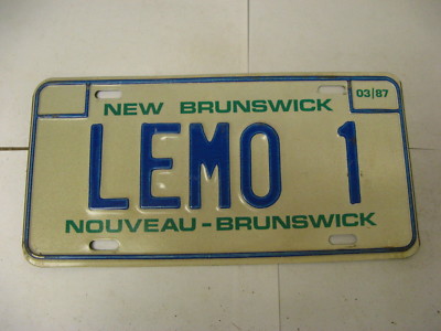 1987 87 New Brunswick NB Canada License Plate Vanity LEMO 1