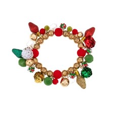 Christmas Gold Beaded Chram Stretch Bracelet Novelty  Jingle Bell Bracelet with