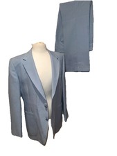 Johnny Carson Suit Polyester 80  s Sky Blue 2 Pc Suit 40 R Flare Leg 34X31