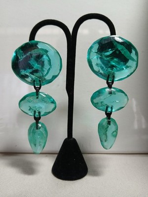 Vintage Gerda Lynggaard Monies Dangle Drop Clip On Earrings