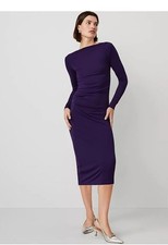 Ann Taylor Petite Gathered Waist Column Sheath Dress Deep Purple Sz SP