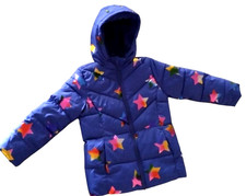 New Wonder Nation Girls Hooded Puffer Jacket with Star Print Fleece Fur Lining