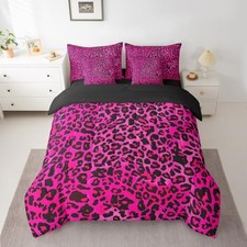 Kids Hot Pink Leopard 7 Piece Bedding Set Size Animal Queen Black Hot Pink