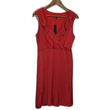 Apt. 9 Red Pleated Sleeveless midi Dress Sz Medium