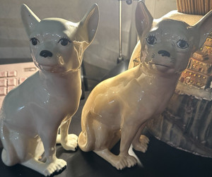 Ceramic Chihuahua Dog Figurine Pair Decorative Collectible Figurines