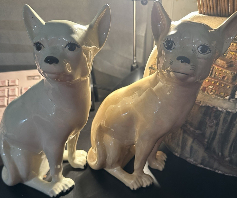 Ceramic Chihuahua Dog Figurine Pair Decorative Collectible Figurines
