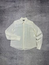 Vintage Chanel Uniform White Milky Luxury Silk Blouse Button Shirt Top Size 42