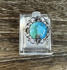 Native Southwest Sterling Silver Emerald Valley Turquoise Scallop Edge Ring 7.75