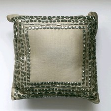 Embellished Bronze Green Decorative Cushion Small Luxury Accent Pillow