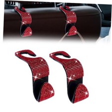 2 Pack Car Seat Headrest Hooks, Bling Car Organizer Hanger Storage Hooks Red