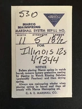 Marco Mainspring #530 for 12s Illinois Factory No. 47344 - Steel