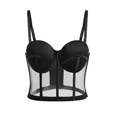 Débardeur Bustier En Maille Sheer Pour Femme Corset Top Court De Fête Sexy Multi