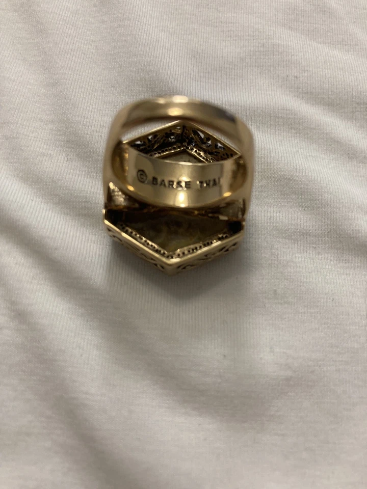 Collar de cadena/anillo de oro piedra multicolor grueso Barse Foto 3 de 4