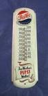Vintage PEPSI-COLA Thermometer Soda Bottle Cap Tin Sign 40s-50s Not Porcelain