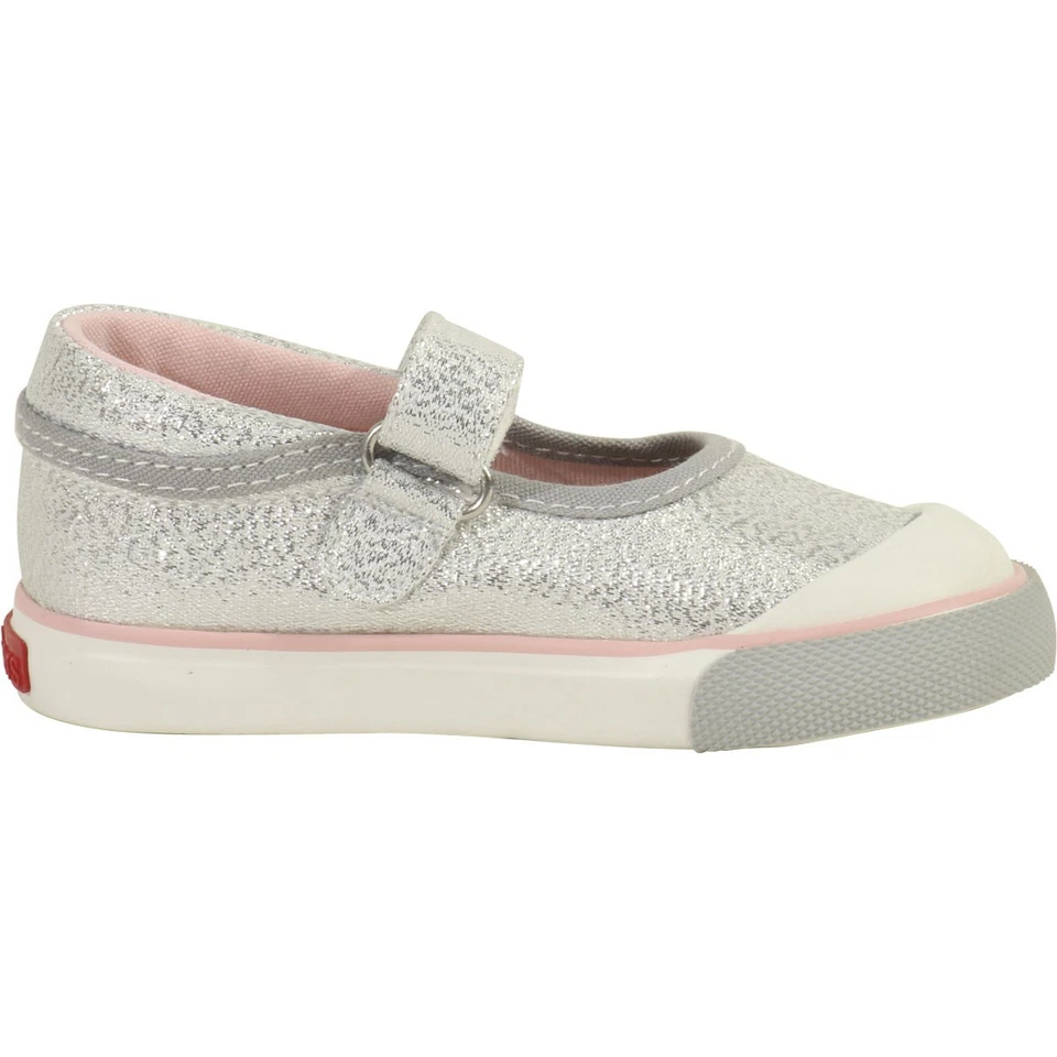 Zapatos See Kai Run para niñas pequeñas Marie Silver Glitter Mary Janes talla: 5T Foto 4 de 4