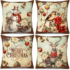 QZHUAJU Christmas Decorations Indoor Pillow Covers 18x18 Set of