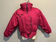 Women's Vtg FALL LINE Hot Pink/Fuchsia Hi Neck Down Puffer Ski Jacket Size S