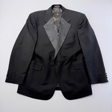 Fenzia Mens 42R Black 100 Wool Peak Lapel Tuxedo Jacket Blazer Czech Republic