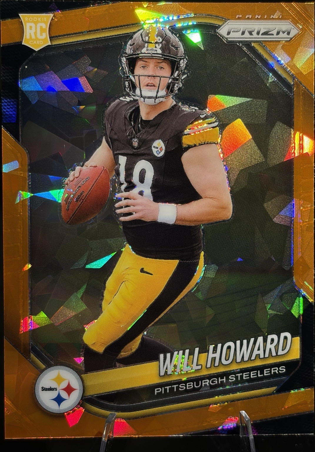 Panini 2025 Prizm Orange Cracked Ice Rookie Will Howard #367 Steelers NFL