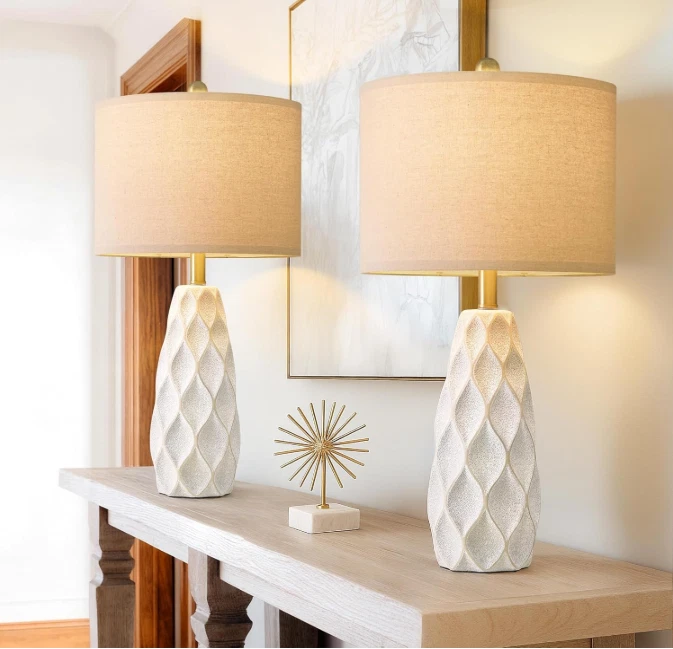 Juego de 2 Lámparas de Mesa de Cerámica de 27.5" para Salón Dormitorio Cama Boho Moderna Foto 4 de 4