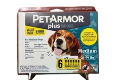 PetArmor Plus for Medium Dogs 23-44 lbs Tick Lice Fleas 6 Pack 6 Month Supply