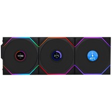 Lian-Li UNI FAN TL Wireless LCD 120mm Case Fan w/Controller, Black, 3-Pack