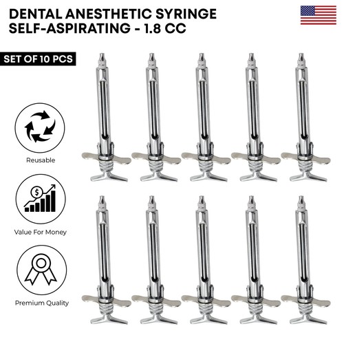 Selbstansaugende Dental Narkose Spritze 1,8 ml Edelstahl Aspirator Werkzeug - Bild 10 von 10