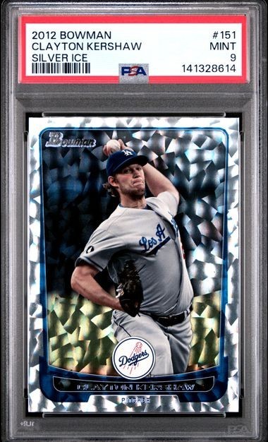 2012 Clayton Kershaw Bowman Silver Ice #151 Dodgers Graded PSA 9 MINT